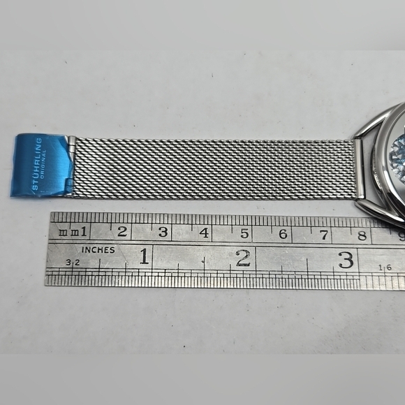 Stuhrling Lily 995M 38mm Flower Watch Silver Mother of Pearl Mesh New Battery main image 5